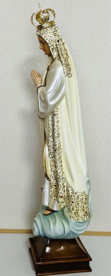 特大90cm超希少美品】✞ファティマの聖母マリア像家庭祭壇用宗教彫刻